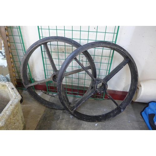 248B - Two cast iron industrial wheels