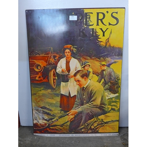 250 - A Harpers Weekly tin advertising sign