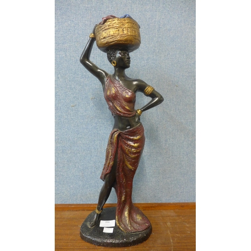 356 - A painted faux bronze figure of an African lady