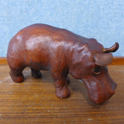 360 - A small leather hippopotamus