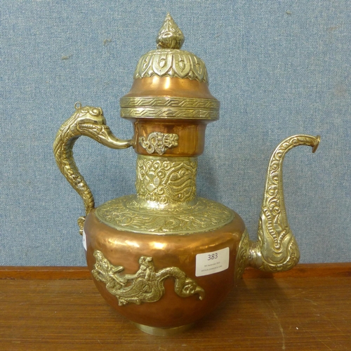 383 - A Chinese copper and metal ewer