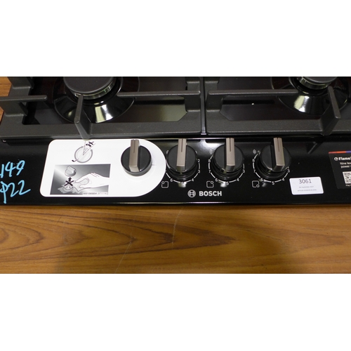 3061 - Bosch Gas 4 Burner Black Hob With Flameselect (Model no: PCP6A6B90) (H45xW582xD520)  Original RRP £2... 