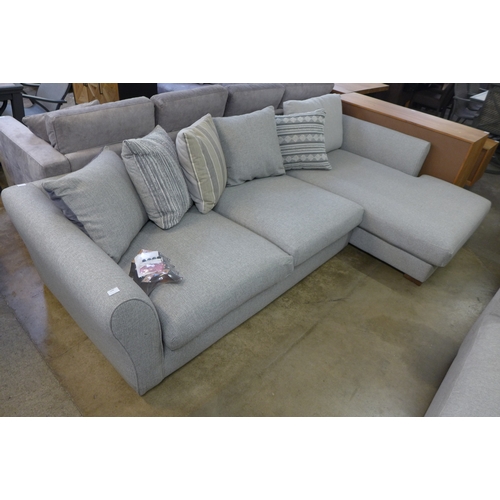 1448 - A grey textured weave, right hand facing, scatter back corner sofa/chaise