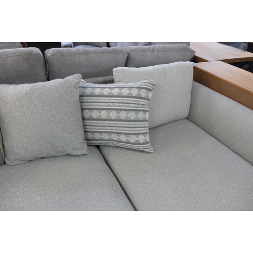 1448 - A grey textured weave, right hand facing, scatter back corner sofa/chaise