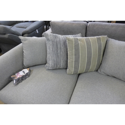 1448 - A grey textured weave, right hand facing, scatter back corner sofa/chaise