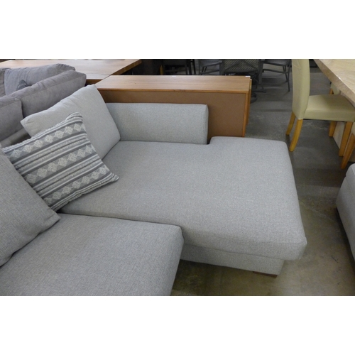 1448 - A grey textured weave, right hand facing, scatter back corner sofa/chaise