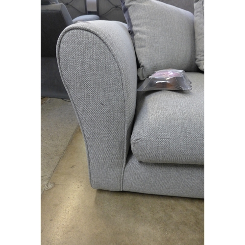 1448 - A grey textured weave, right hand facing, scatter back corner sofa/chaise