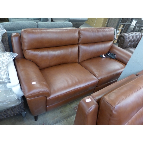 1451 - A Grace Chestnut Brown Large Leather Two Seater Recliner Sofa, original RRP £891.66 + VAT  (4181 -9)... 