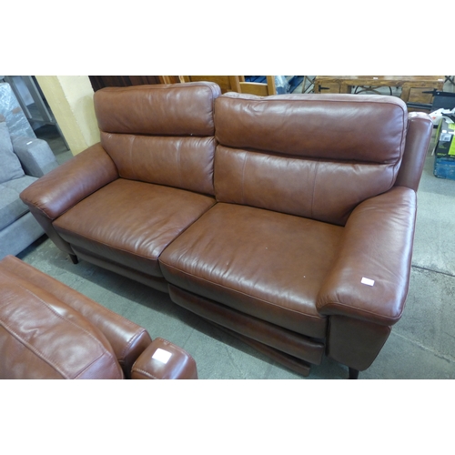 1516 - Grace chestnut brown leather large 2 seater sofa, original RRP £891.66 + VAT - damaged frame on recl... 