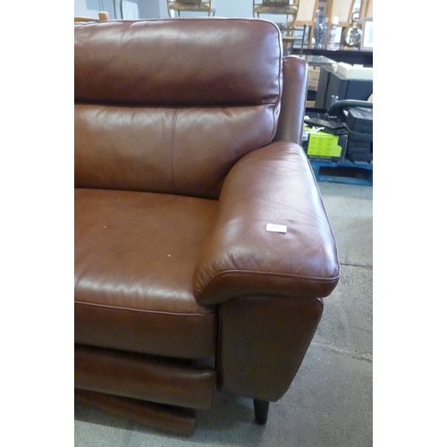 1516 - Grace chestnut brown leather large 2 seater sofa, original RRP £891.66 + VAT - damaged frame on recl... 