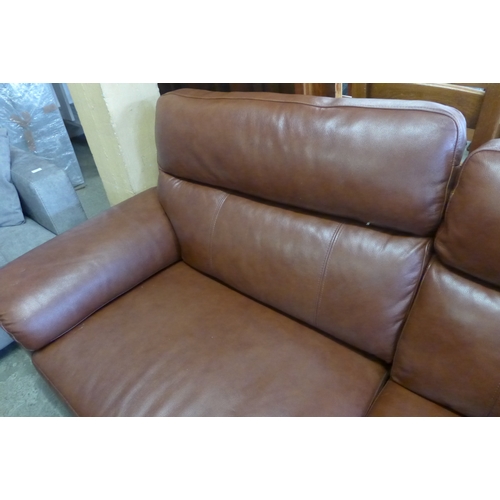 1516 - Grace chestnut brown leather large 2 seater sofa, original RRP £891.66 + VAT - damaged frame on recl... 