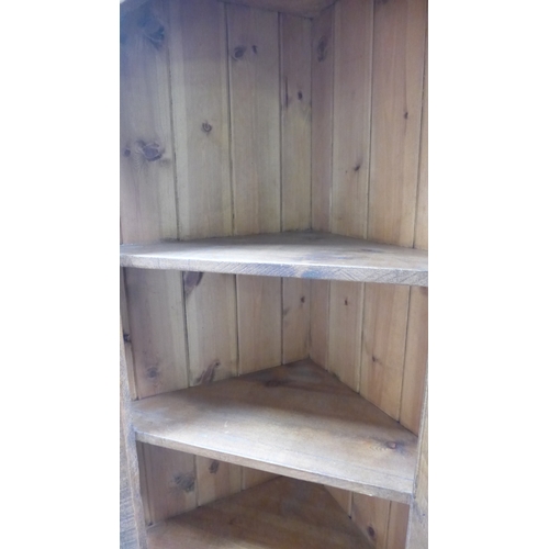 1558 - A tall rustic pine corner cabinet