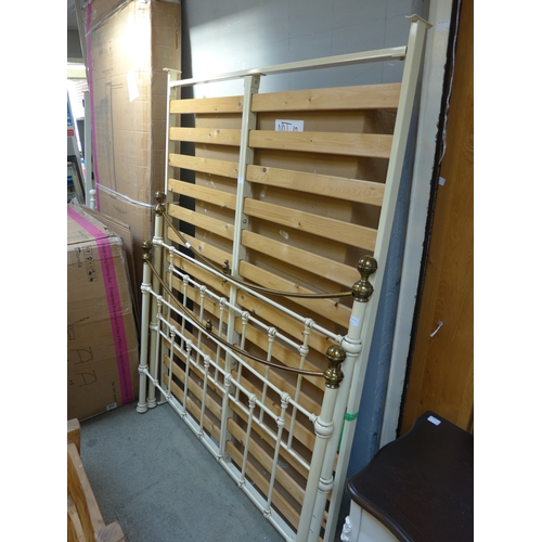 1565 - A brass and steel kingsize bedframe