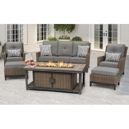 1457 - An Agio Portland Six Piece Woven Deep Seating Fire Set, original RRP £2749.99 + VAT  (4181 -20)  * T... 