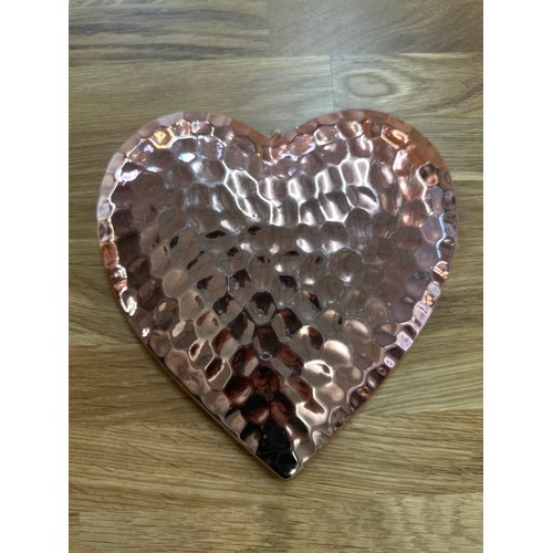 1489 - Two Rose Gold dimple effect love heart shaped ornaments