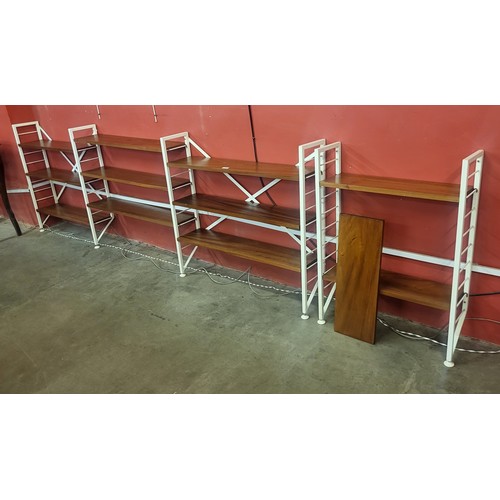 598 - A Staples teak and white metal Ladderax bookcase