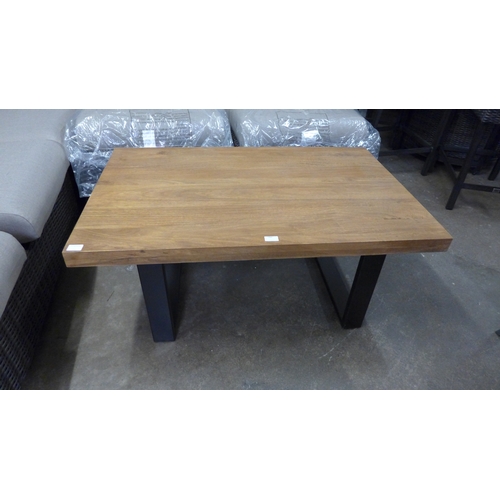 1366 - An office hardwood rectangular coffee table * This lot is subject to VAT