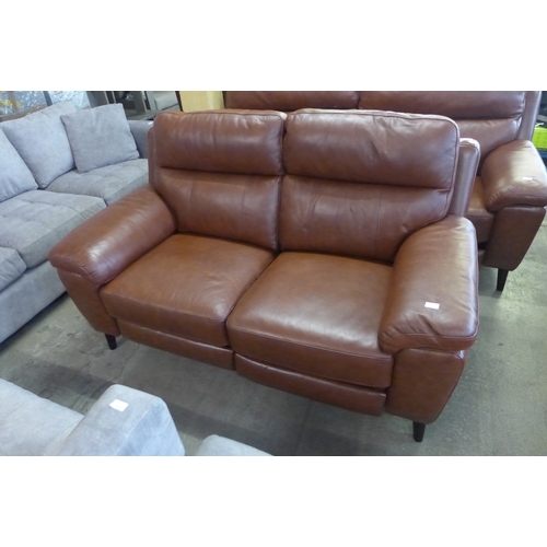 1559 - Grace brown leather 2 seater recliner sofa, original RRP £791.66 + VAT - damaged frame (4179-9) *Thi... 