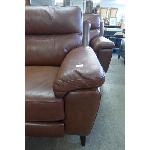 1559 - Grace brown leather 2 seater recliner sofa, original RRP £791.66 + VAT - damaged frame (4179-9) *Thi... 