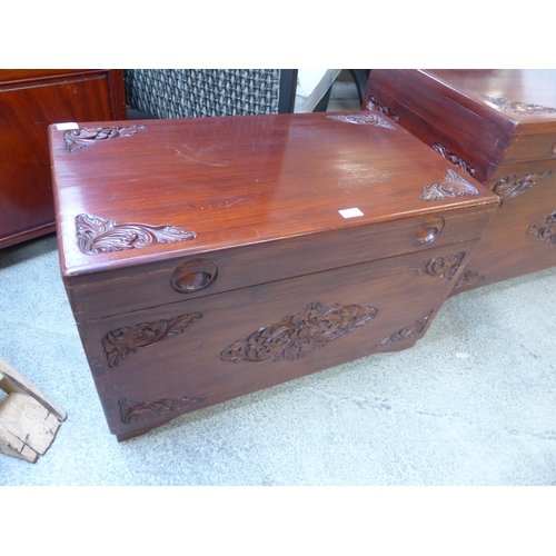 1569 - A medium carved mahogany box