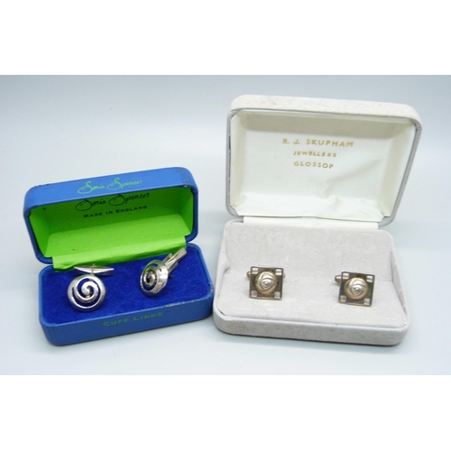 1033 - Rennie Macintosh silver cufflinks and one other pair of silver cufflinks