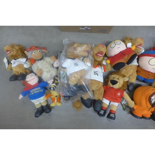 1068 - A collection of soft toys; South Park, Roland Rat, Womble, etc. **PLEASE NOTE THIS LOT IS NOT ELIGIB... 