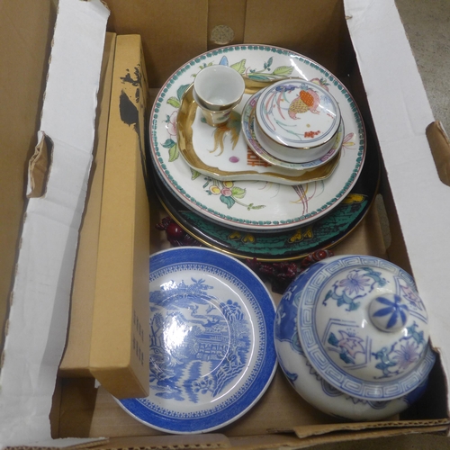 1075 - Decorative china including oriental, an Edward VII coronation plate, a nursery rhyme plate, etc. **P... 