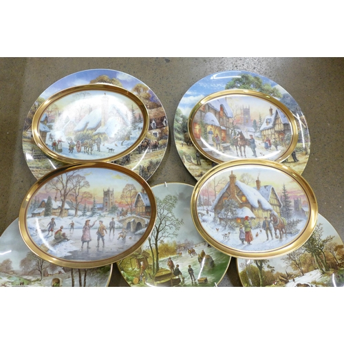 1100 - Collectors plates; four Chris Howells' Four Seasons, four A Golden Christmas Series oval plates, thr... 