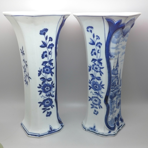 601 - A pair of Langley stoneware vases and a pair of Delft vases