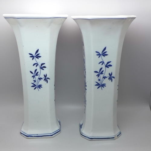 601 - A pair of Langley stoneware vases and a pair of Delft vases