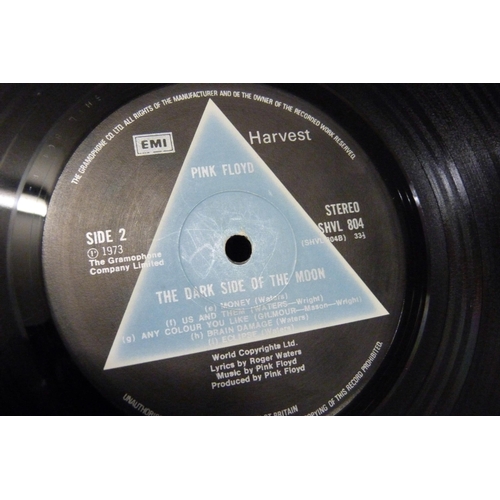 608 - A Pink Floyd Dark Side of The Moon LP record, first pressing with 