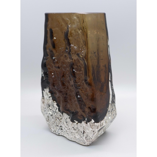 611 - A Whitefriars 1970s coffin vase in cased cinnamon, designed by Geoffrey Baxter, 13cm