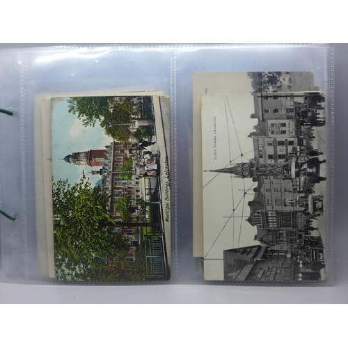 619 - A collection of 68 Leicester and Shire postcards, including useful RPP'S of the Brush Factory at Lou... 