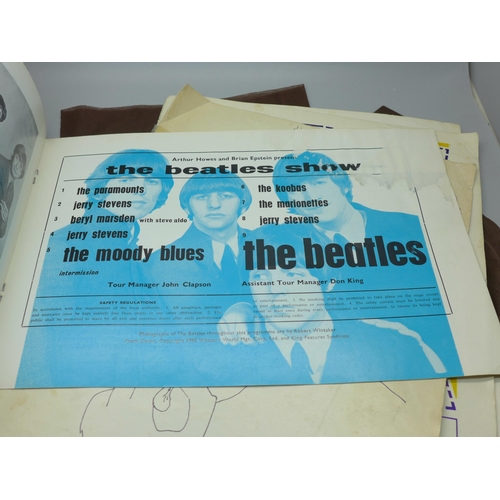 630 - Beatles memorabilia; two programmes, a/f and 1960s Beatles stockings