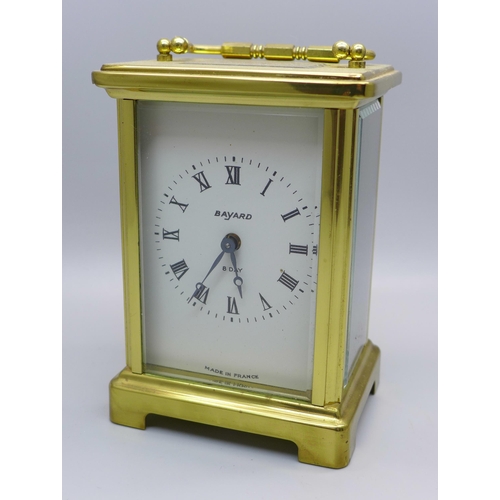 637 - A Bayard French gilt brass carriage clock