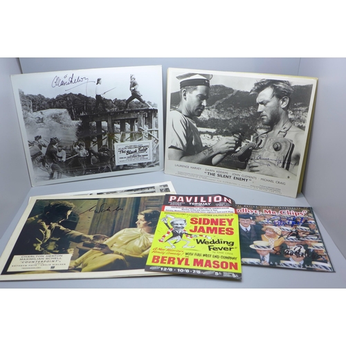 647 - Autographed Film lobby cards including Maximilian Schell, Peter O'Toole, Greer Garson, Richard Green... 