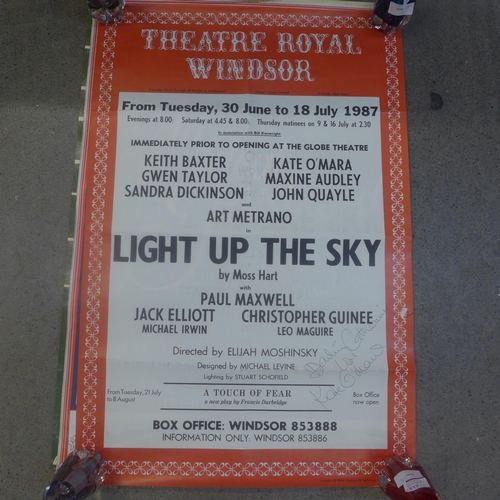 652 - A collection of theatre posters including some signed by Kate O'Mara, Cleo Laine, John Dankworth and... 