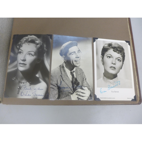 656 - Two albums of 1940s and 1950s movie star and celebrity signed photographs, real and facsimile, one a... 