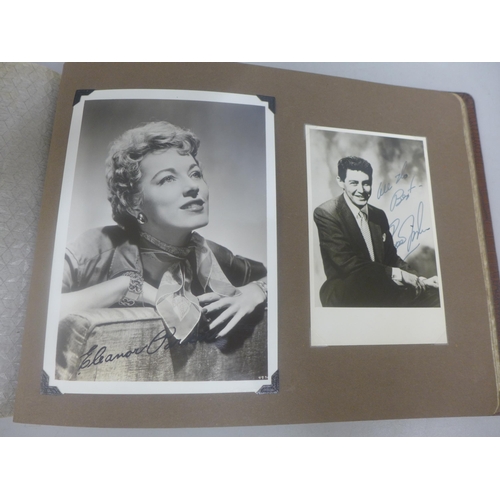 656 - Two albums of 1940s and 1950s movie star and celebrity signed photographs, real and facsimile, one a... 