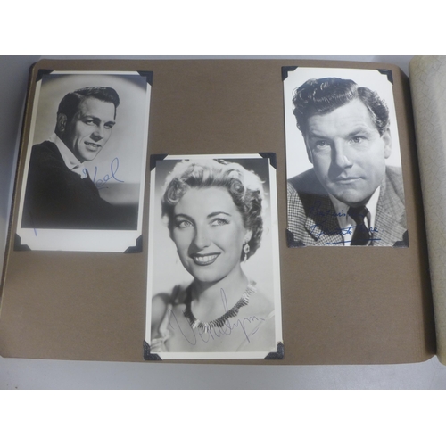 656 - Two albums of 1940s and 1950s movie star and celebrity signed photographs, real and facsimile, one a... 