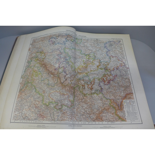 674 - A German Stielers Hand Atlas, 1907 folio, one hundred coloured double folding plates