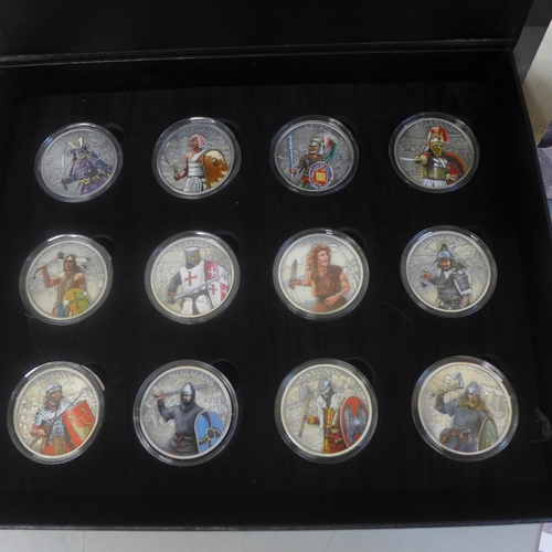 678 - A Warriors of the Ancient World twelve coin set, cased with certificates