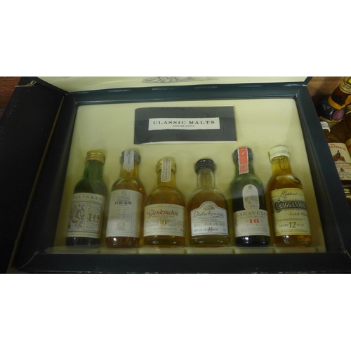 697 - A box of whisky miniatures including box sets and individually boxed; Glenmorangie, Pig's Nose, Whit... 