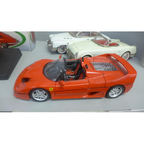 774 - A collection of vintage model 1/18 scale cars with two E-Type Jaguars and Dodge Concept Vehicle