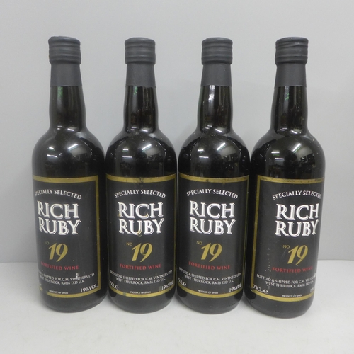 779 - Four bottles of Rich Ruby No.19 fortified wine