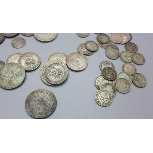 841 - A collection of pre 1920 silver coins, 212g, and 1920 to 1946 coins, 189g