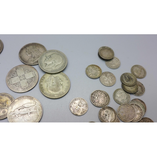 841 - A collection of pre 1920 silver coins, 212g, and 1920 to 1946 coins, 189g