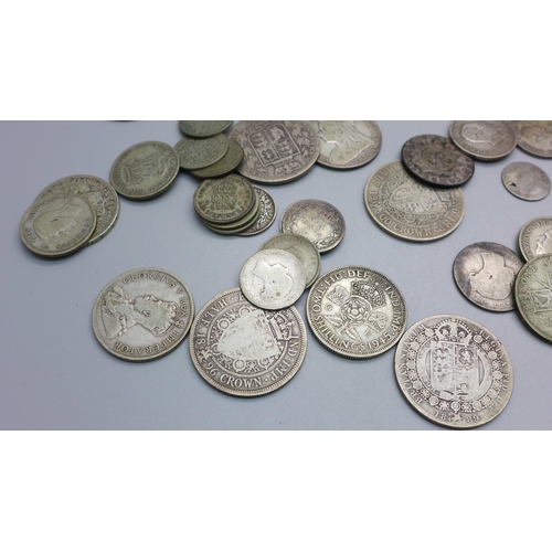 841 - A collection of pre 1920 silver coins, 212g, and 1920 to 1946 coins, 189g