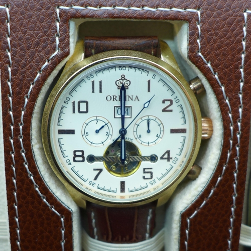 847 - Four wristwatches in an eight watch storage case