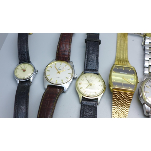 852 - A collection of wristwatches including Ingersoll, Timex, Kienzle, Junghans, Sekonda, Seiko, Smiths E... 